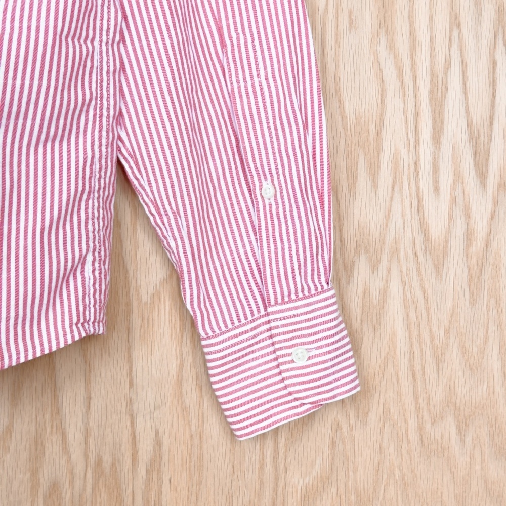Peter Millar Crown Stripe Button Down Long Sleeve Shirt Red White - Picture 9 of 11